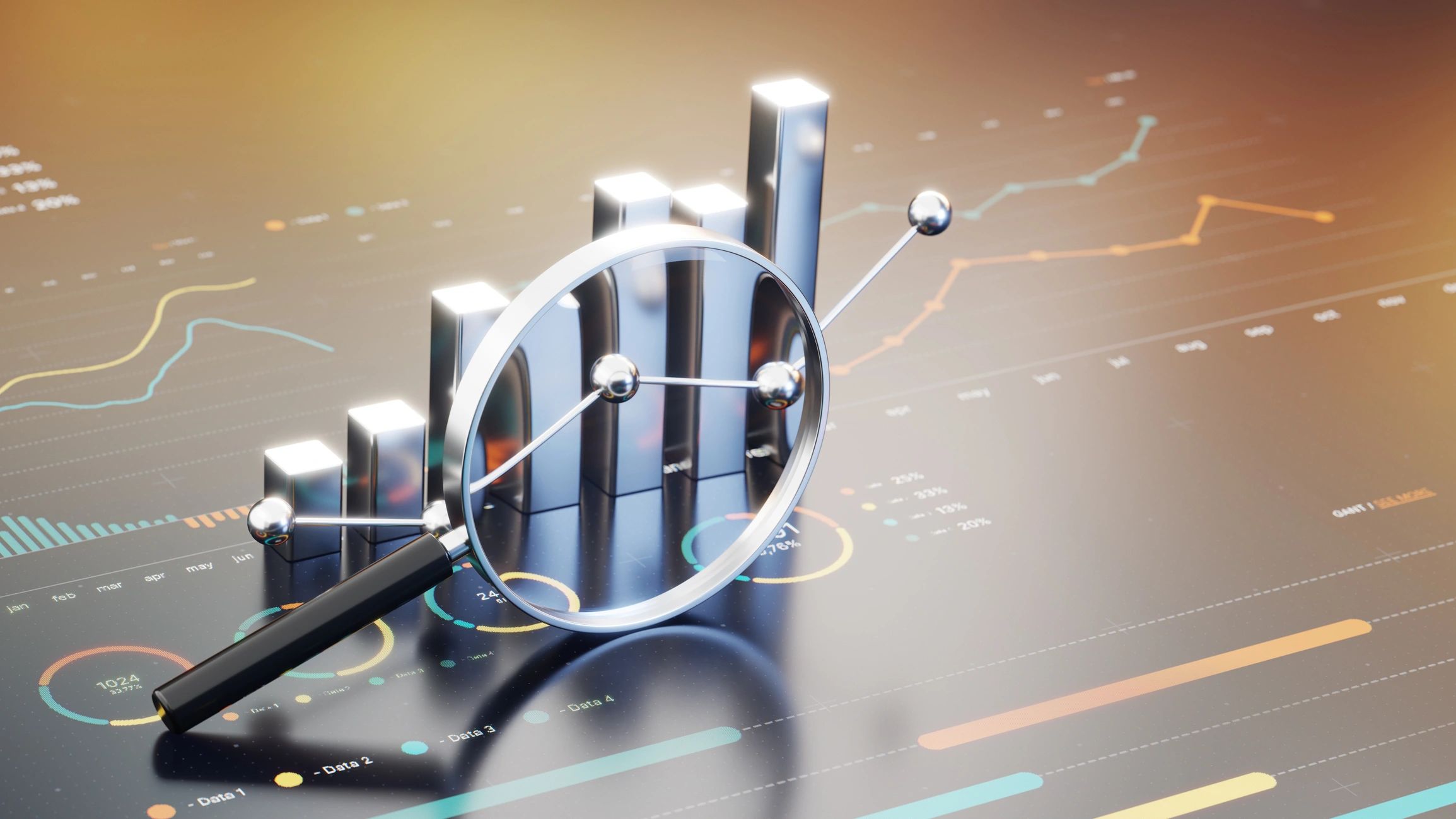 Business analytics dashboard and growth charts